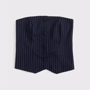 Abercrombie & Fitch Navy Striped Strapless Top